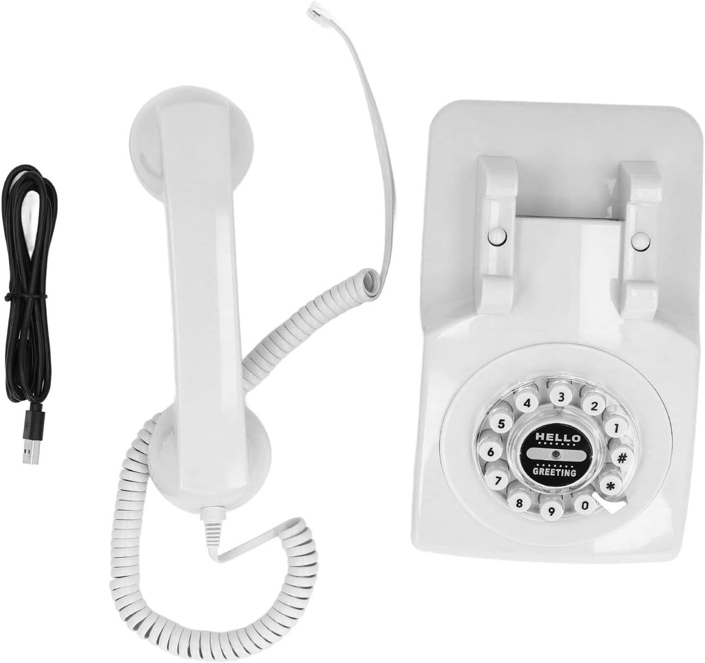 Audio Guestbook Phone, Retro Design Wedding Guest Book for Audio Recording, Voice Guestbook with 120 Hours 8G Capacity, for Special Events Like Parties Birthdays Weddings (White)