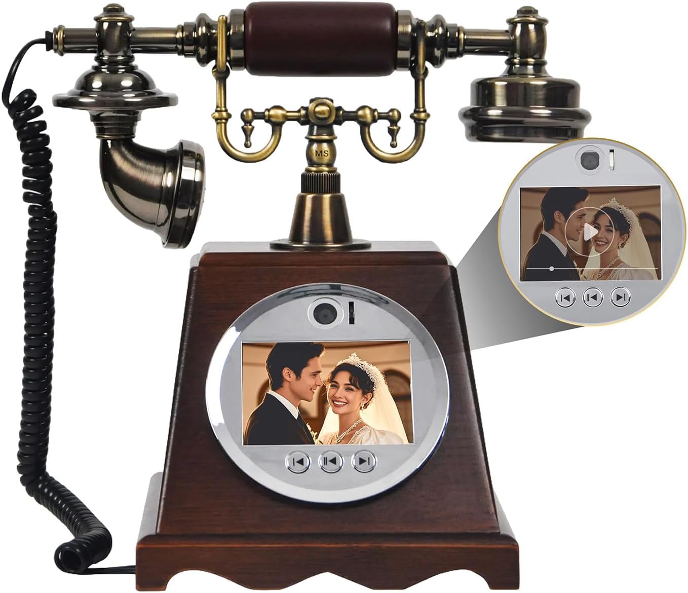 Audio Guest Book Wedding Phone, Audio Phone Guestbook, with 3.5in 2k HD Display and 5000mah Battery, 128gb Large Memory, 70 Hours Video Recording Time, Adjustable Camera Angle