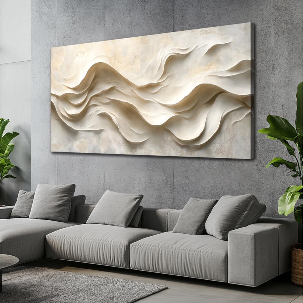 Beige Black and White Flowing Fabric Wall Art for Living Room Canvas Painting Prints Artwork Family Bedroom Office Decor