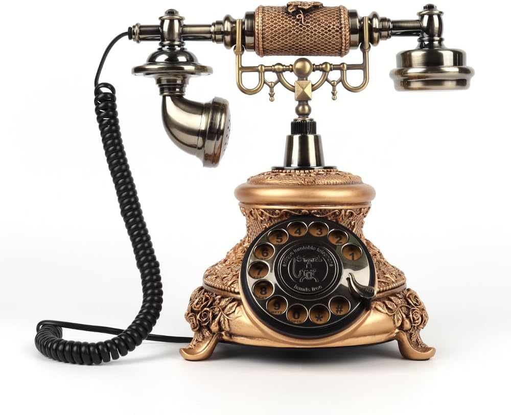Antique European Wedding Birthday Party Audio Guestbook Phone (Vintage Gold)
