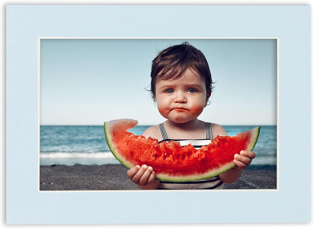 8.5x11 Mat for 11x14 Frame - Precut Mat Board Acid-Free Baby Blue 8.5x11 Photo Matte For a 11x14 Picture Frame, Premium Matboard for Family Photos, Show Kits, Art, Picture Framing, Pack of 25 Mats