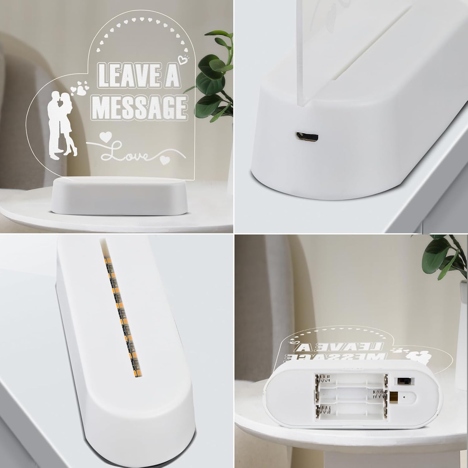 Premium Classic Retro Style Wedding MessageBook Audio Phone with Free LED Sign,European Old Fashioned Luxry Antique Audio Guestbook Desk Decoration Telephone for Birthday Parties (White)