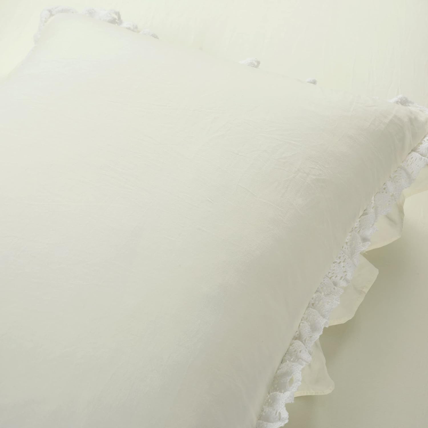 Lush Decor Ella Parisian Vintage Chic Ruffle Lace 3 Piece Comforter Set, Full/Queen, Ivory