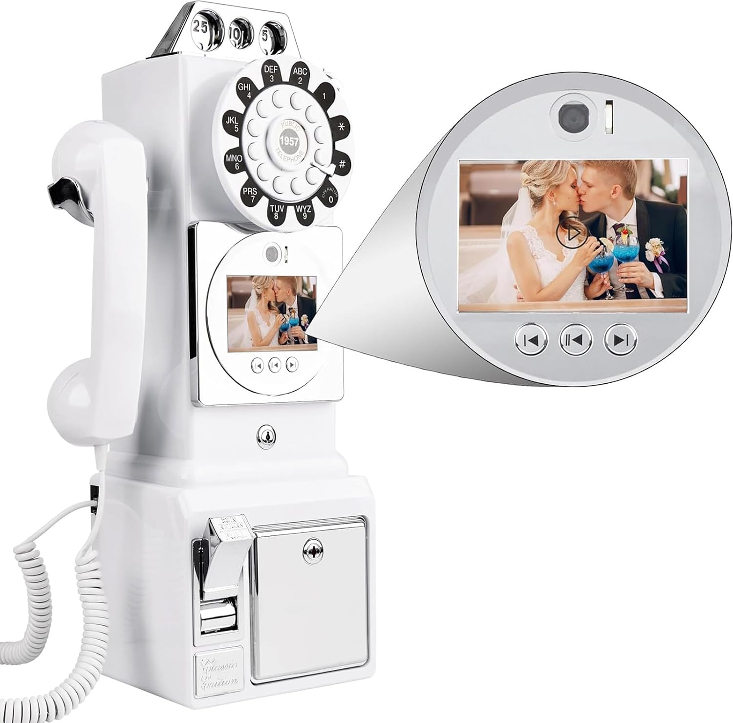 Video Audio Guest Book Wedding Phone, Record Customized Video Audio Messages, Video Audio Phone guestbook, Preserve Your Special Occasions,5-7 Hours Usage, 5000mAh Battery(White)