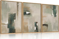 Large Abstract Green Brown Framed Canvas Wall Art,Modern Brush Stoke Wall Decor,Neutral Beige Grey Painting,Rustic Minimalist Artwork for Living Room,Bedroom,Dining Room,Office -24'x36'x3