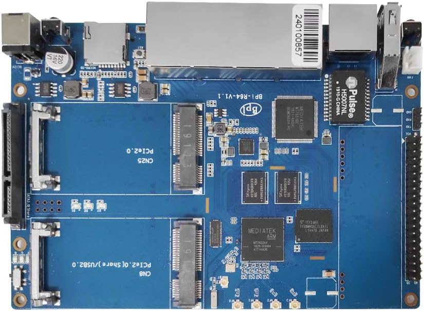 Banana Pi BPI R64 Smart WiFi Router-High Speed Wireless Router,Dual Band, 5 Gigabit Port with 1GB DDR3 Based in MediaTek MTK MT7622 Soc OpenWRT for NAS VPN Server,Bundle with Dual-Band WiFi Module