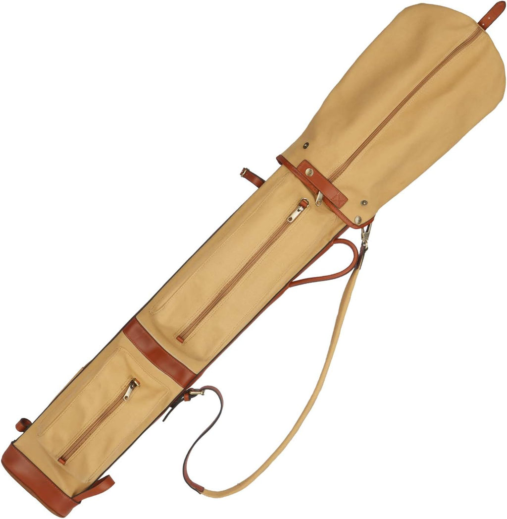 TOURBON Vintage Golf Club Carry Bags Travel Case - Canvas and Leather