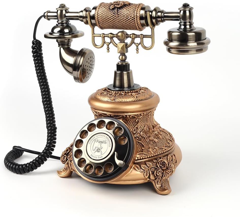 Antique European Wedding Birthday Party Audio Guestbook Phone (Vintage Gold)