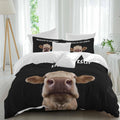 Prime Leader Funny Cow Duvet Cover Set Queen Size 4 Pieces Welcome to Our Place Abstract Animal Bedding Set with Zipper Closure, 1 Comforter Cover 92x106 Inches 1 Flat Sheet & 2 Pillow Cases