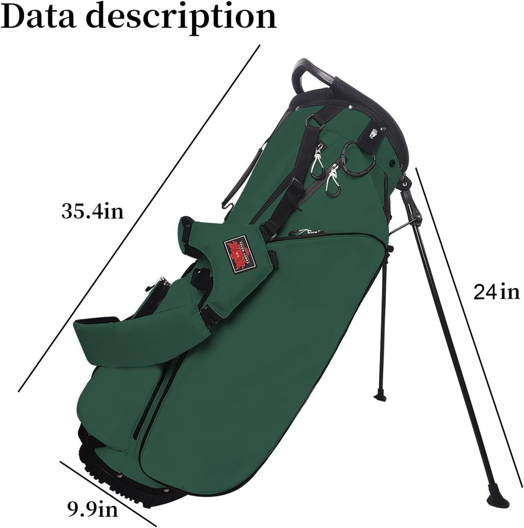 Lightweight Golf Stand Bag with 14 Way Full-Length Dividers, 7 Zippered Pockets and Rain Cover, with Handles and Dual Strap