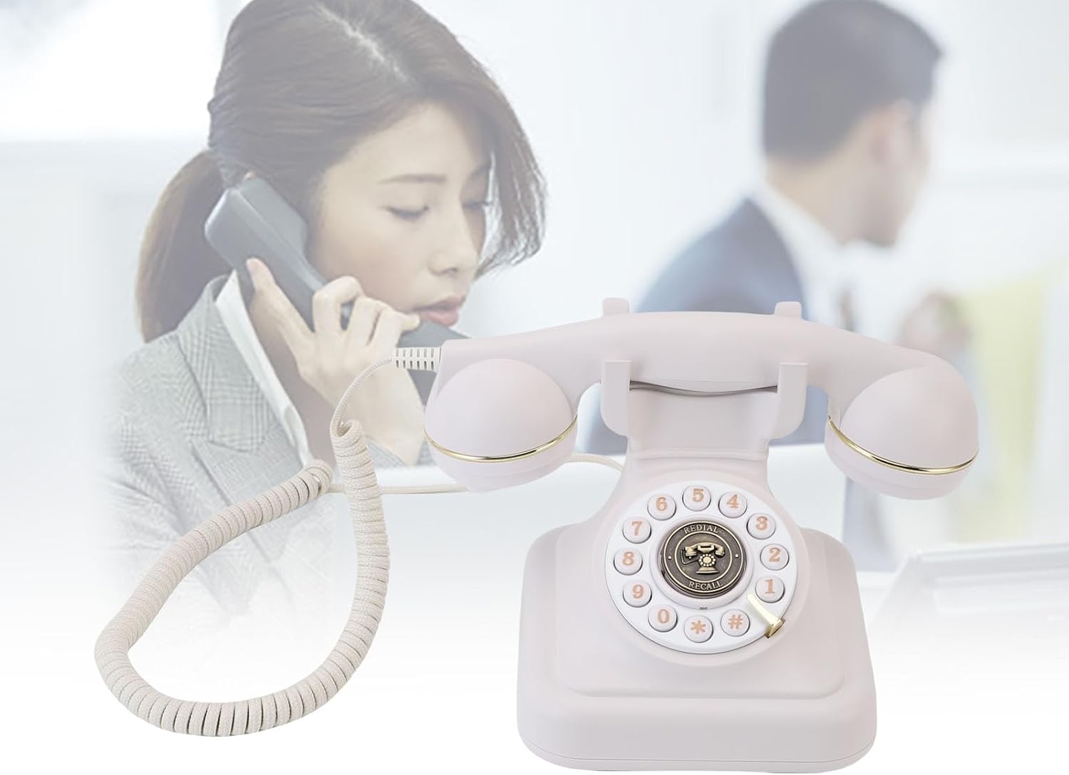 Audio Guestbook, Retro Phone Design with 32GB Micro Storage Card for Wedding Birthday Anniversary Party Voicemail Message Recorder (White)