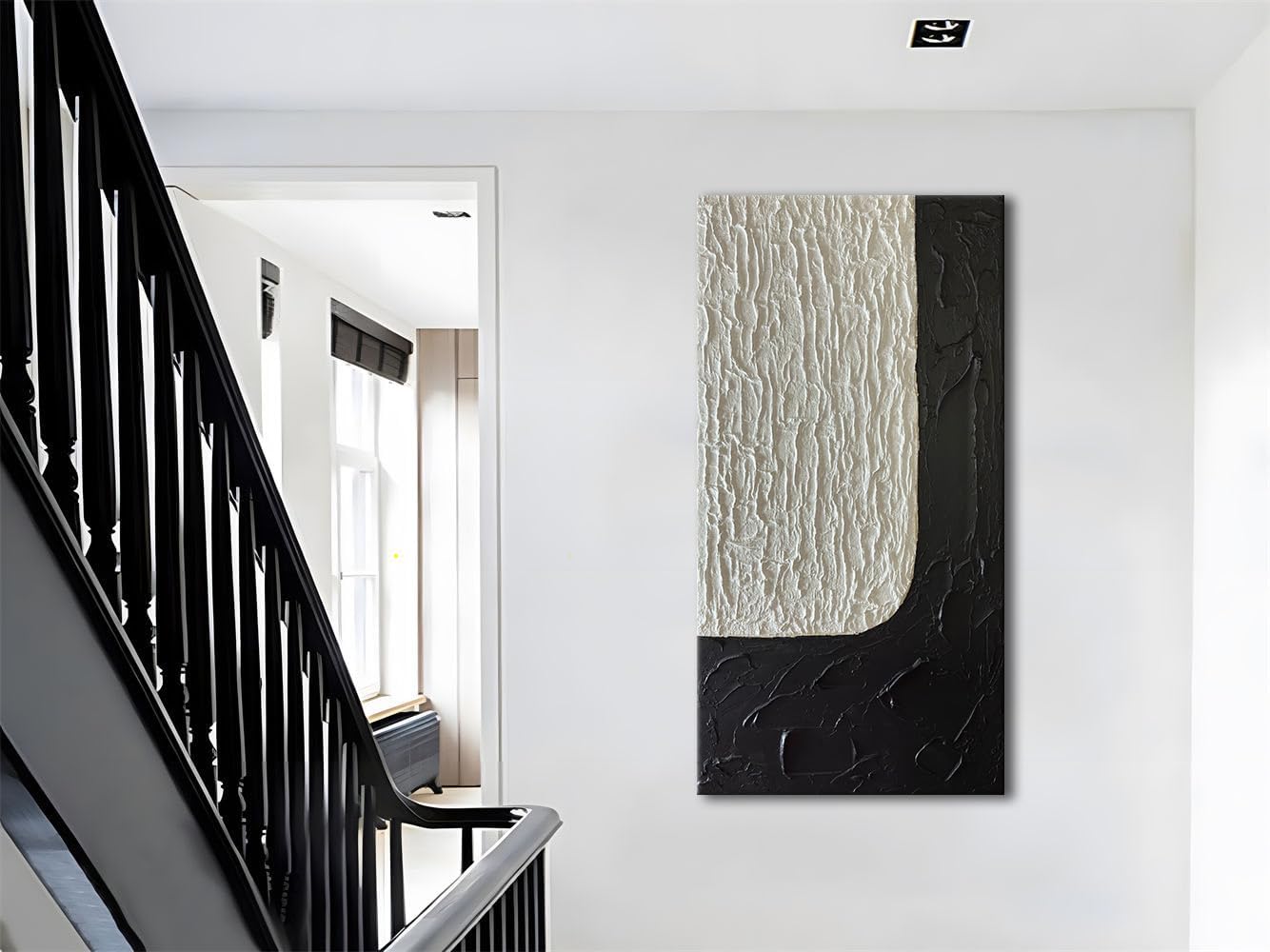 zoinart Large Black and White Textured Wall Art, Abstract Oil Paintings Modern Contemporary Wall Art, Minimalist Artwork for Home Decorations 48x24 Inches