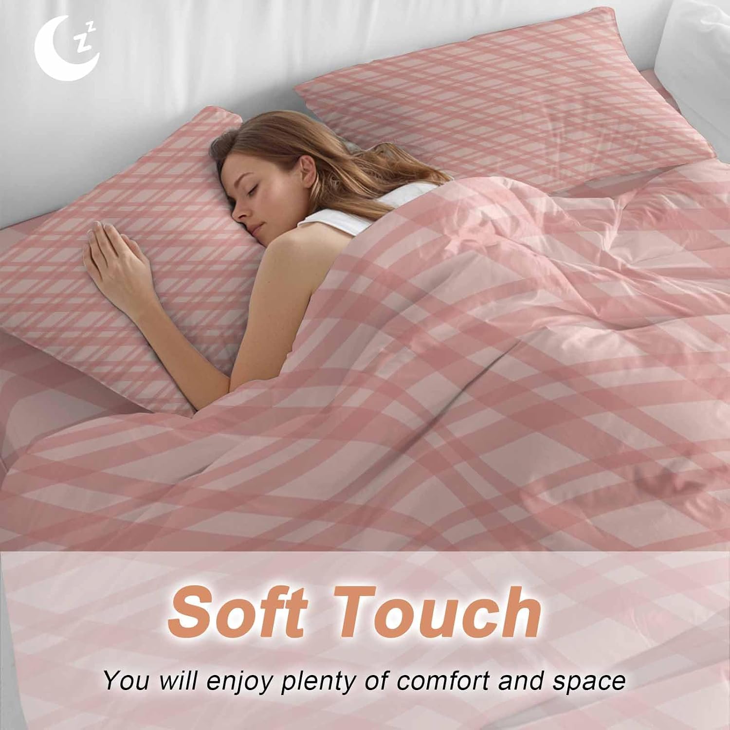 Prime Leader Pink Stripes Duvet Cover Set Queen Size 4 Pieces Modern Simple Light Pink Stripes Bedding Set with Zipper Closure, 1 Comforter Cover 86x86 Inches 1 Flat Sheet & 2 Pillow Cases