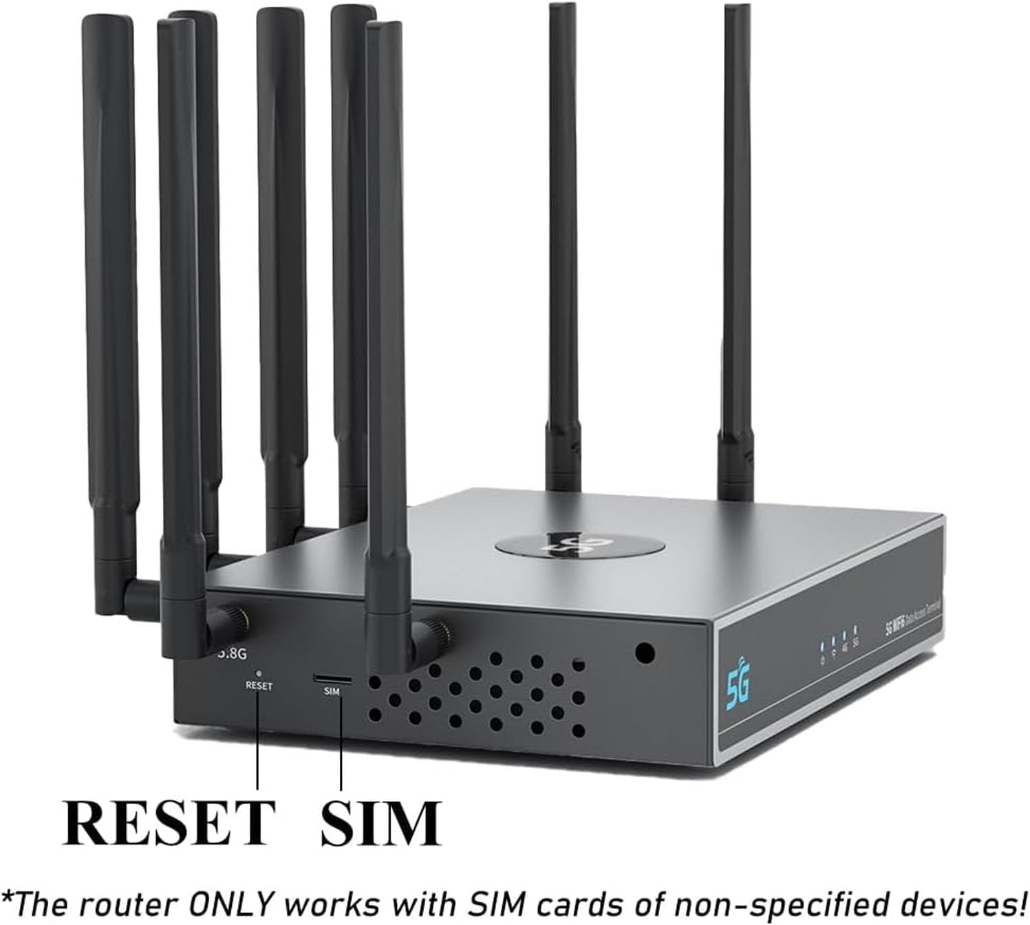 PUSOKEI Dual Band WiFi 6 CPE Router, 5G NR NSA SA CPE Router with Nano SIM Card Slot & WAN/LAN Port, MU MIMO & OFDMA, 4.67Gbps, 5G Cellular with 8 5dBi Antennas (Black)