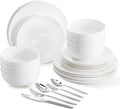 KINGSTONE 12-Piece Bone China Dinnerware Set with 20-Piece flatware, Ivory White Lightweight Porcelain Service for 4, for Family Dining, Restaurants, Gifting, Microwave and Dishwasher Safe