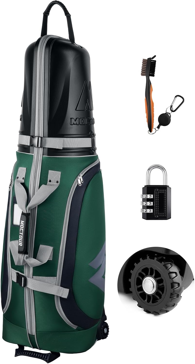 Golf Travel Bags for Airlines with Wheels & ABS Hard Case Top, Protect Your Clubs, Waterproof 1680D Oxford Fabric and Oversize Tank Wheels, Lightweight and Easy to Maneuver