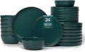 FOBENTA 24-Piece Ceramic Dinnerware Set,Moss Green Plates and Bowls Set for 8 – Naturally Elegant Dish Set for Serene Hosting & Everyday Harmony