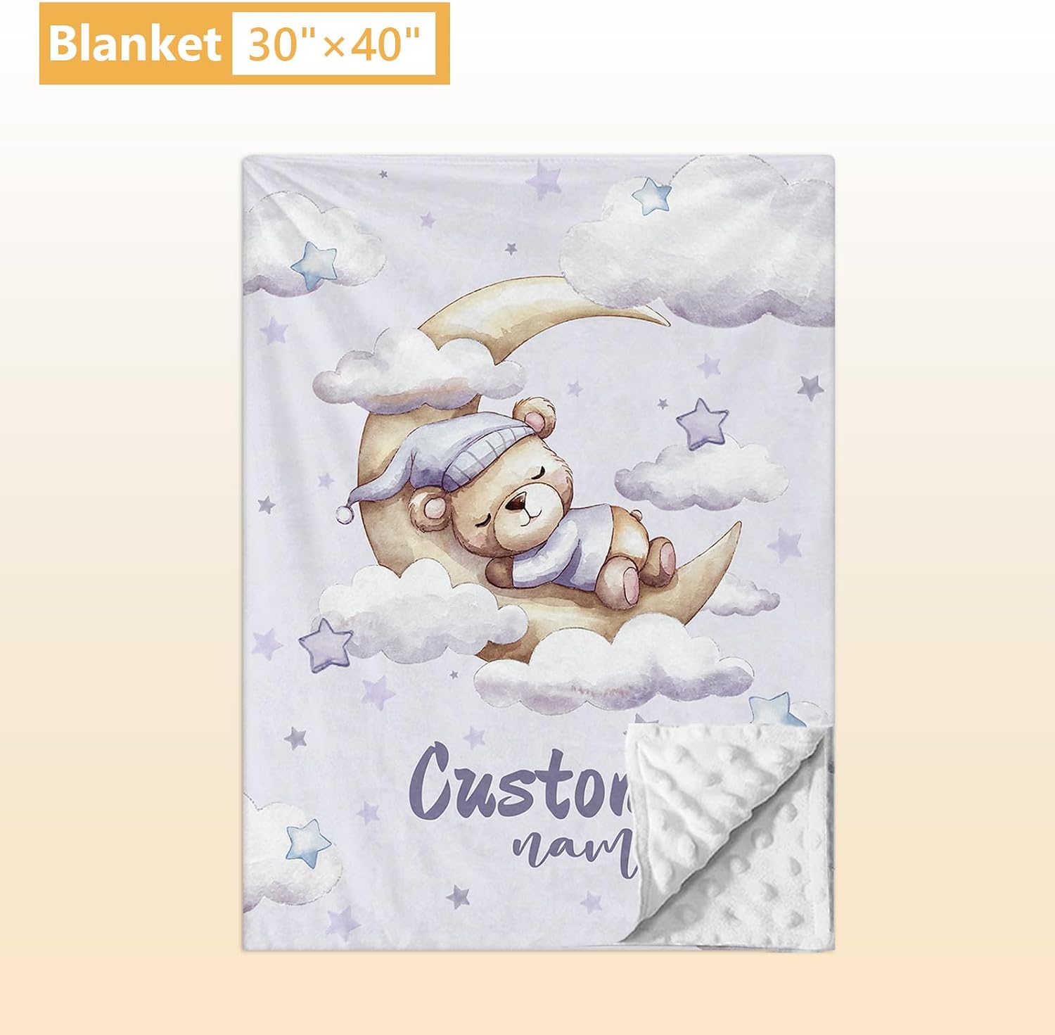 Terwex Personalized Crib Bedding Set, 5 Pcs Custom Nursery Bedding Sets with Name, Purple Bear Infant Bedding Set for Baby Girl Boy, Double Layer Baby Crib Set, Babies Toddlers Kids Customized Gifts