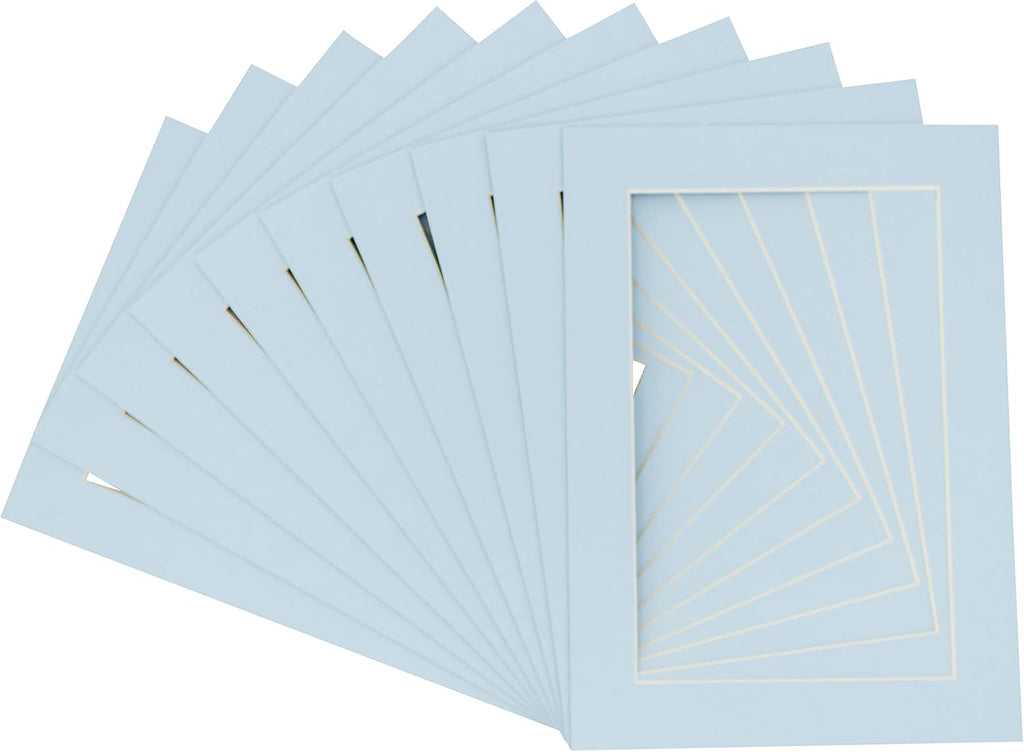 8.5x11 Mat for 11x14 Frame - Precut Mat Board Acid-Free Baby Blue 8.5x11 Photo Matte For a 11x14 Picture Frame, Premium Matboard for Family Photos, Show Kits, Art, Picture Framing, Pack of 25 Mats