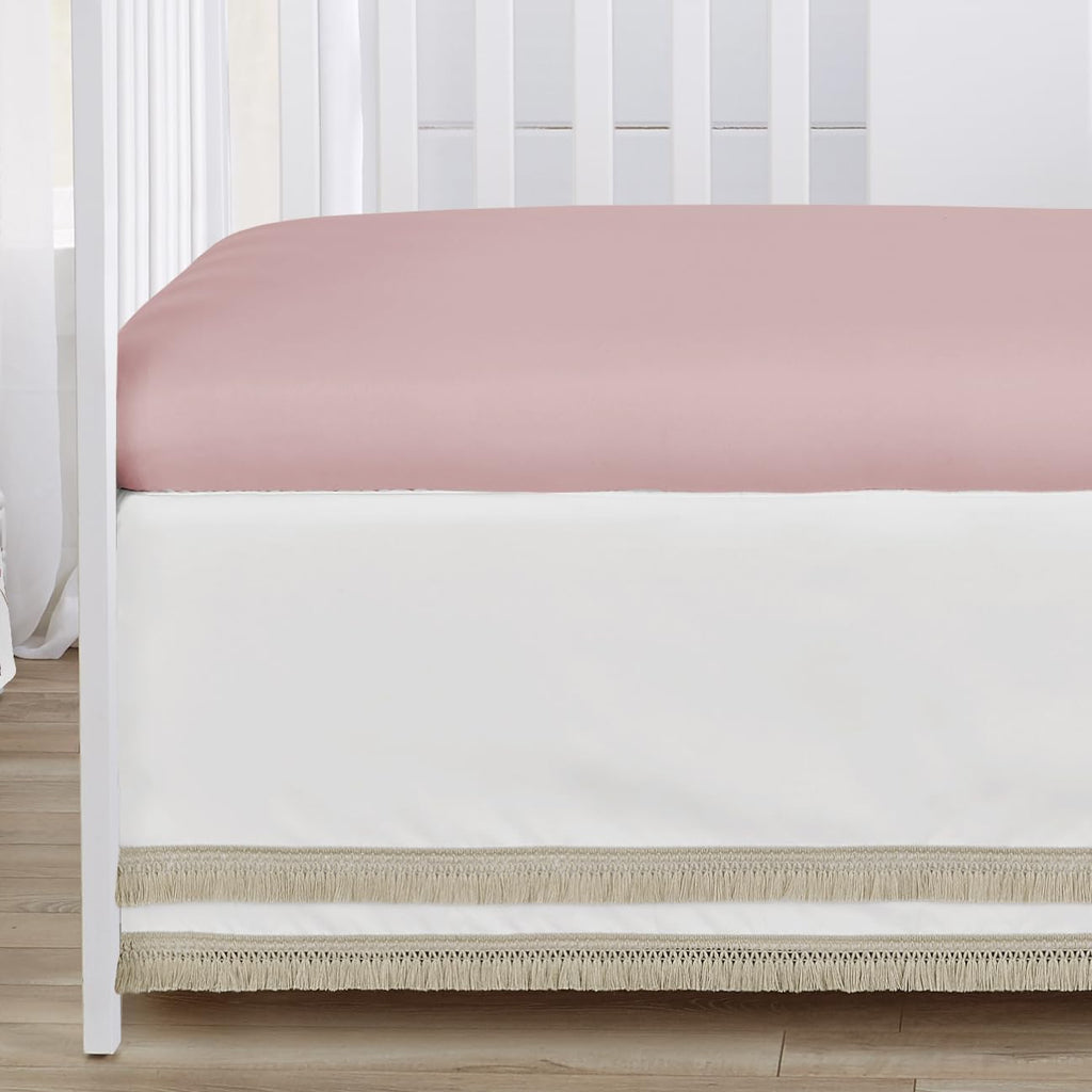 Sweet Jojo Designs 4-Piece Baby Crib Bedding Set (Pink Boho Floral) for Girls, Infants/Nursery incl. Blanket, Fitted Sheet, Skirt, Diaper Stacker (Vintage, Wildflower Garden, Bohemian, Farmhouse)