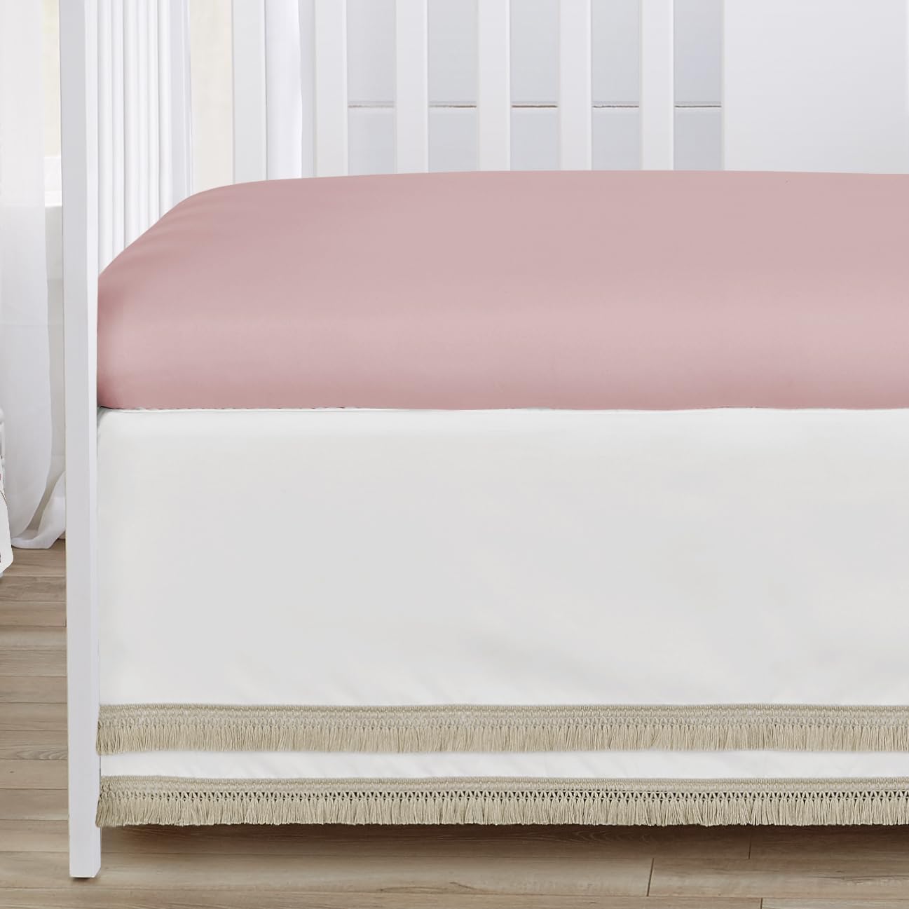 Sweet Jojo Designs 4-Piece Baby Crib Bedding Set (Pink Boho Floral) for Girls, Infants/Nursery incl. Blanket, Fitted Sheet, Skirt, Diaper Stacker (Vintage, Wildflower Garden, Bohemian, Farmhouse)