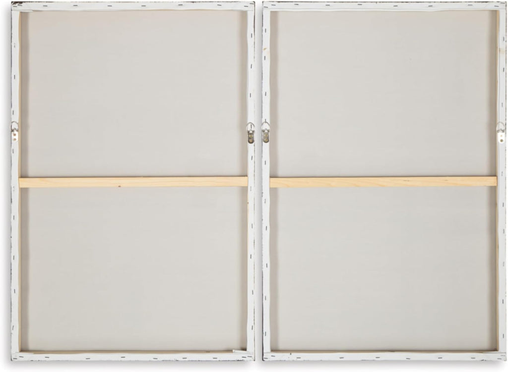 Signature Design by Ashley Brockdunn Modern Rectangular Abstract Hand-painted Wrapped Canvas Wall Art 24 x 36 Inches, Set of 2, Beige & Light Brown