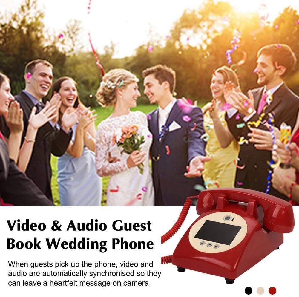 Video Audio Guest Book Wedding Phone Guestbook，Fun Engagements Anniversaries Baby Showers Graduation Record Personalized Audio Messages,Red