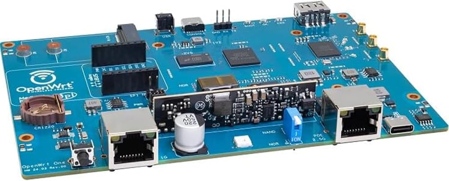 Banana Pi OpenWrt One - Dual Band WiFi 6 Wireless Router - AP-24.XY Router with MediaTek MT7981B SoC 1GB DDR4 RAM, 1x 2.5GbE WAN 1x Gigabit LAN RJ45 Port, Support PoE AP PWM
