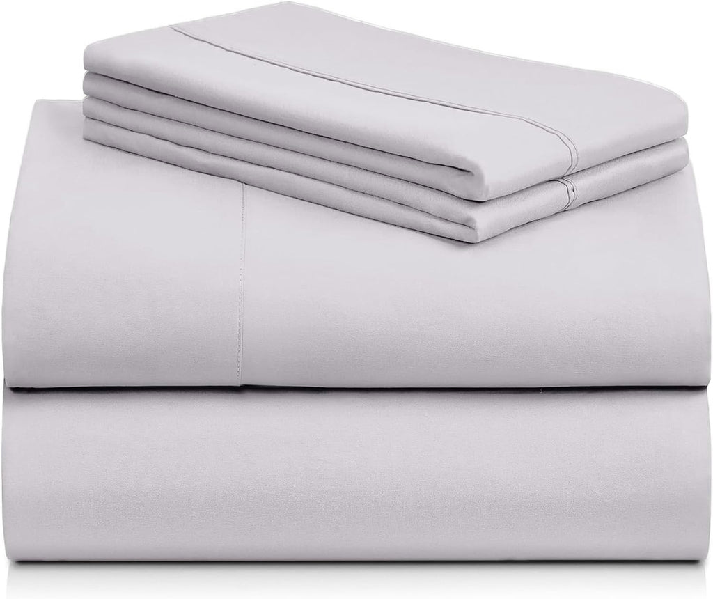 LuxClub 4 PC Sheet Set Bed Sheets Deep Pockets 16' Eco Friendly Wrinkle Free Cooling Machine Washable Hotel Bedding Silky Soft - Dove Gray Full (Pack of 4)