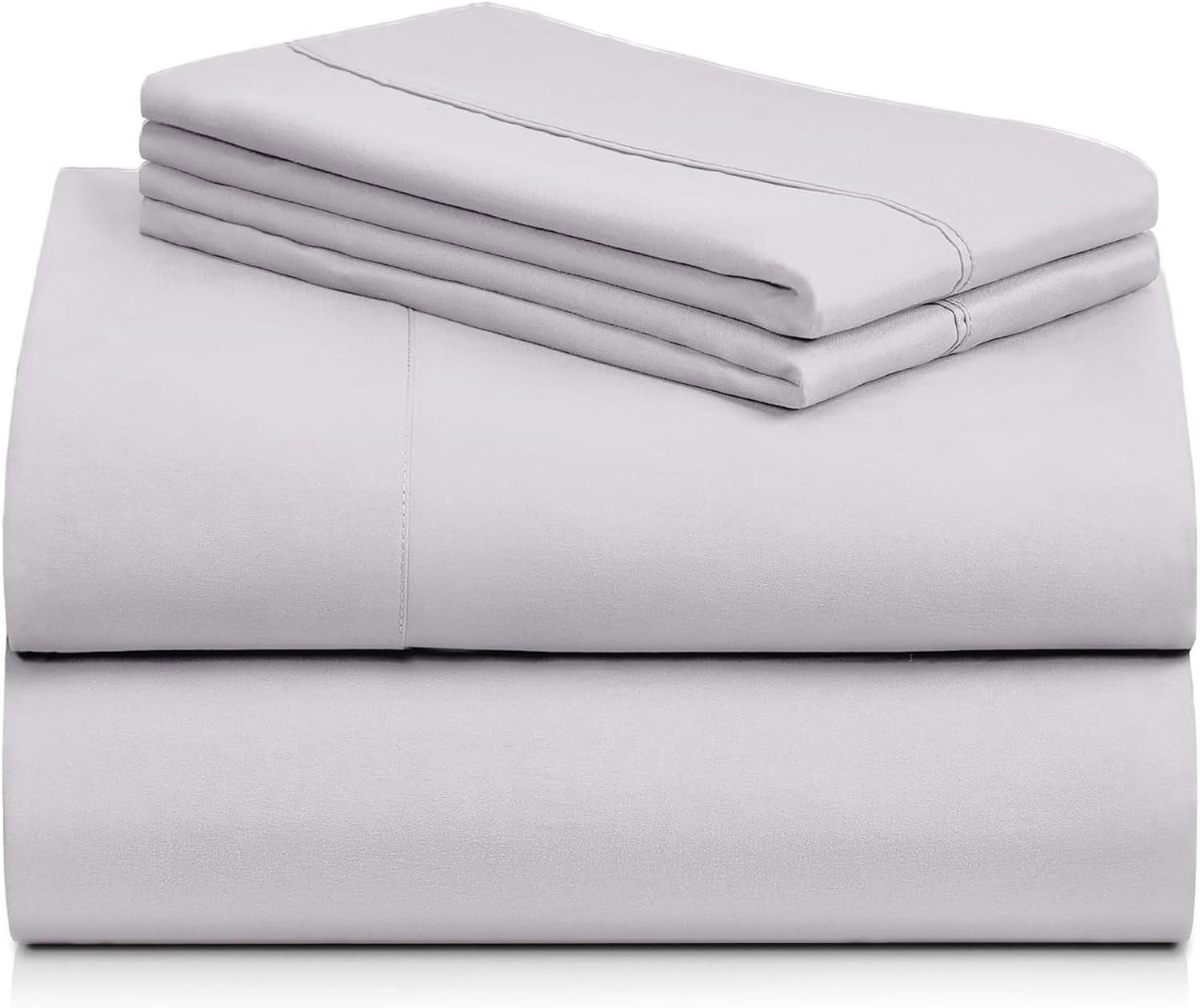 LuxClub 4 PC Sheet Set Bed Sheets Deep Pockets 16' Eco Friendly Wrinkle Free Cooling Machine Washable Hotel Bedding Silky Soft - Dove Gray Full (Pack of 4)