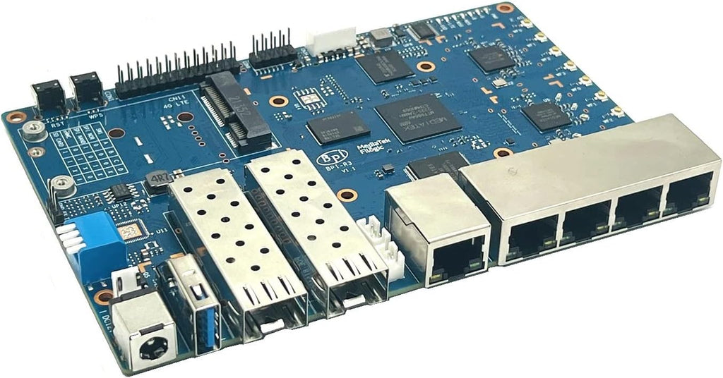youyeetoo BPI-R3 Router Development Board MediaTek MT7986 8G EMMC with 2X SFP 2.5GbE/ 5X RJ45 GbE (Antenna Bundle)
