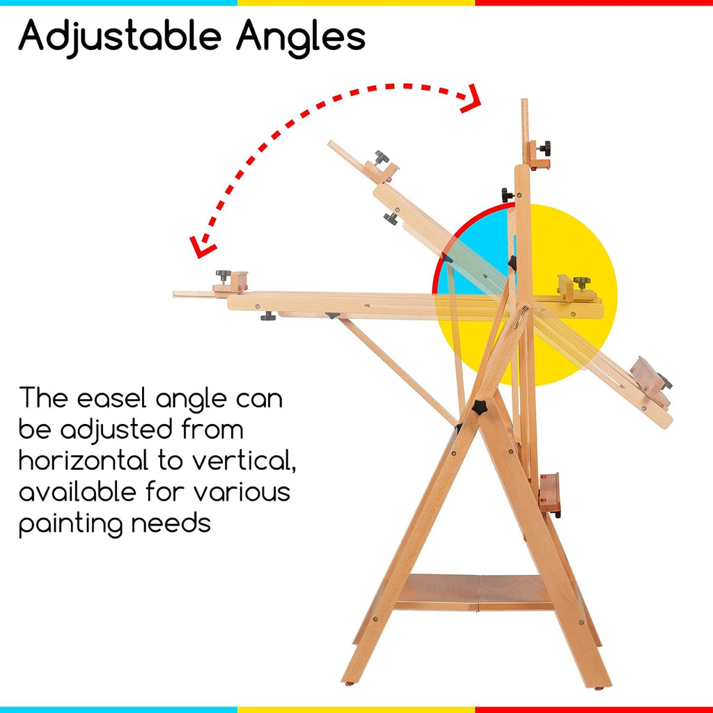 MEEDEN Large Studio Artist Easel, Adjustable Studio Painting Easel, Solid Beechwood H Frame Easel, Display Art Easel for Watercolor, Acrylic, Oil Painting, Adjusts to Max 88', Hold Canvas Up to 59'