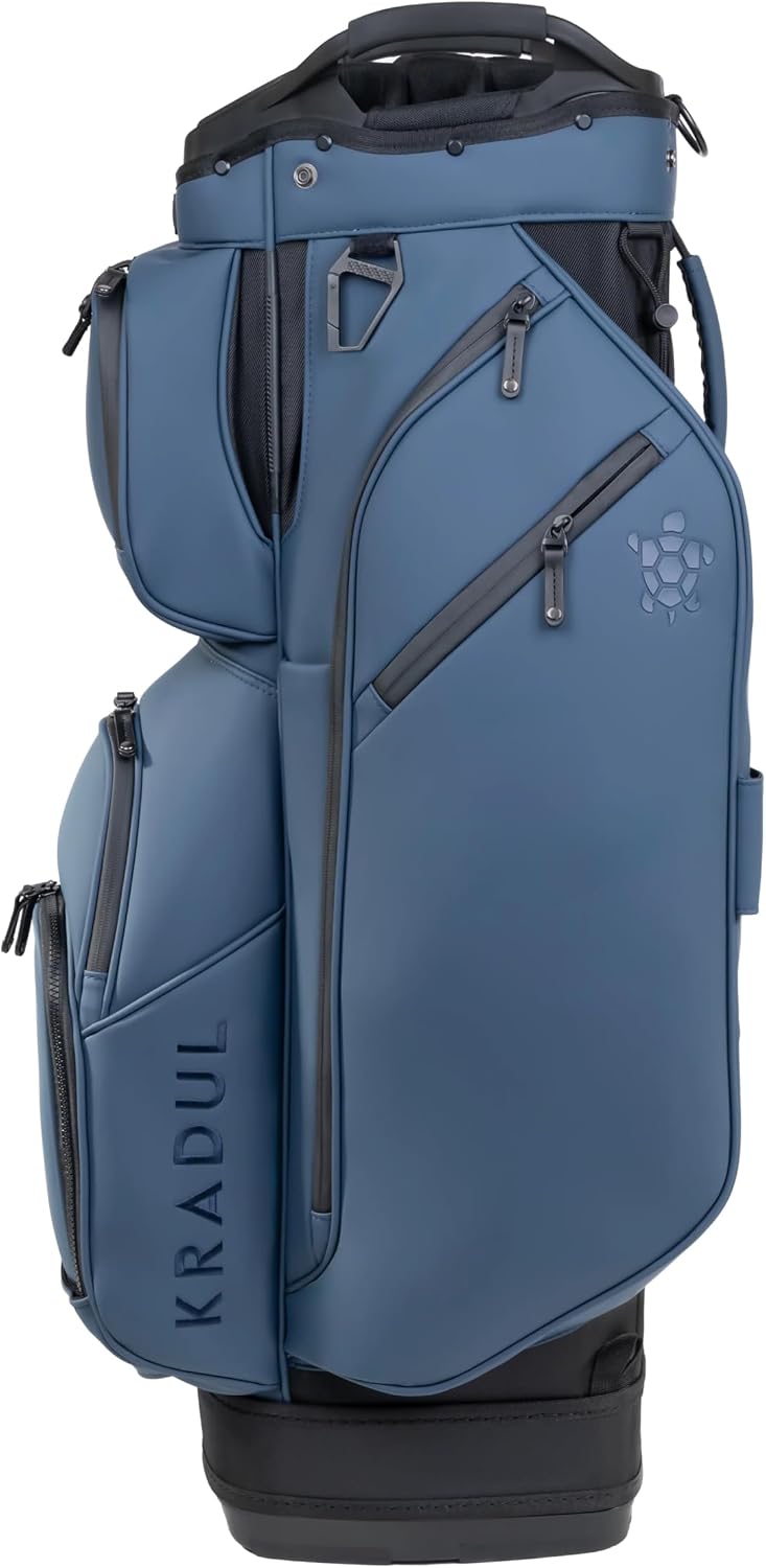 KRADUL - LUX Cart Bag – Lightweight Vegan Leather Golf Cart Bag with Waterproof Pockets, Organized Club Dividers & Cart Strap Tunnel