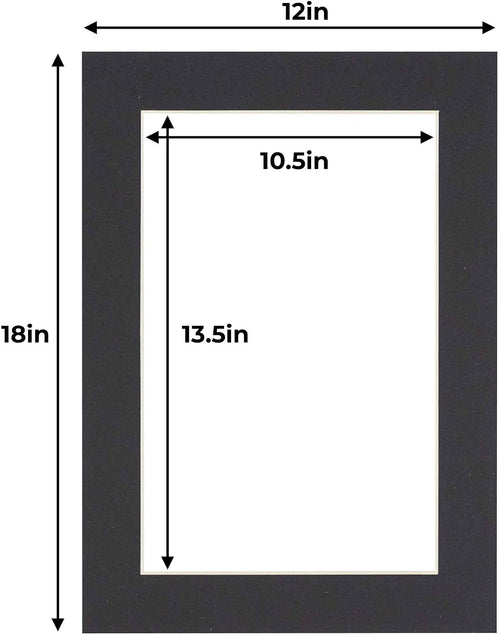 11x14 Mat for 12x18 Frame - Precut Mat Board Acid-Free Black 11x14 Photo Matte Made to Fit a 12x18 Picture Frame, Premium Matboard for Family Photos, Show Kits, Art, Picture Framing, Pack of 25 Mats