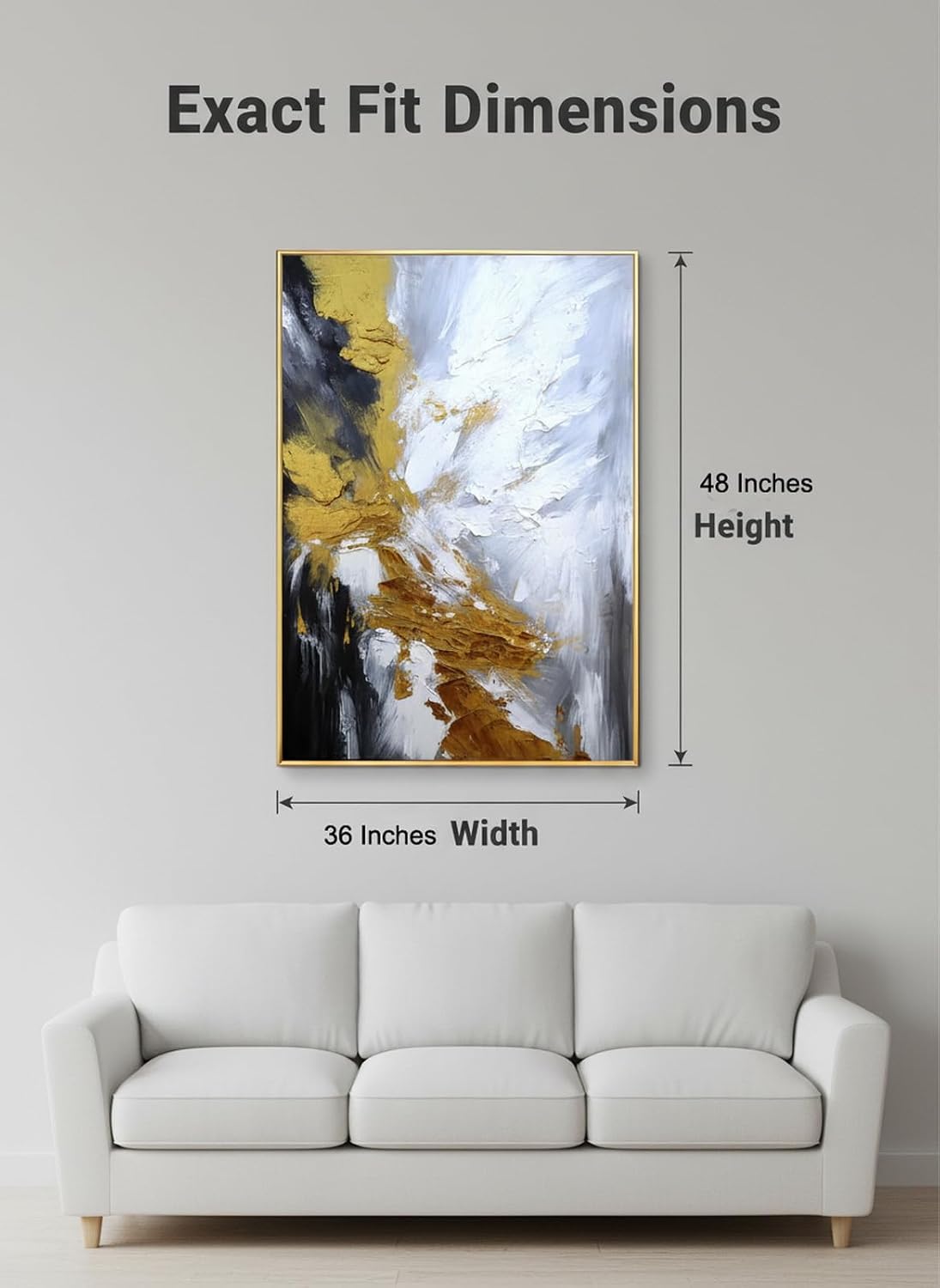 Large 3D Texture Glod Abstract Canvas Wall Art for Living Room,Framed Hand Painted Black and White Abstract Oil Painting for entrance hallway,Modern Thick Textured Wall Decorations Painting Hang for Home Office Décor 32x48inches