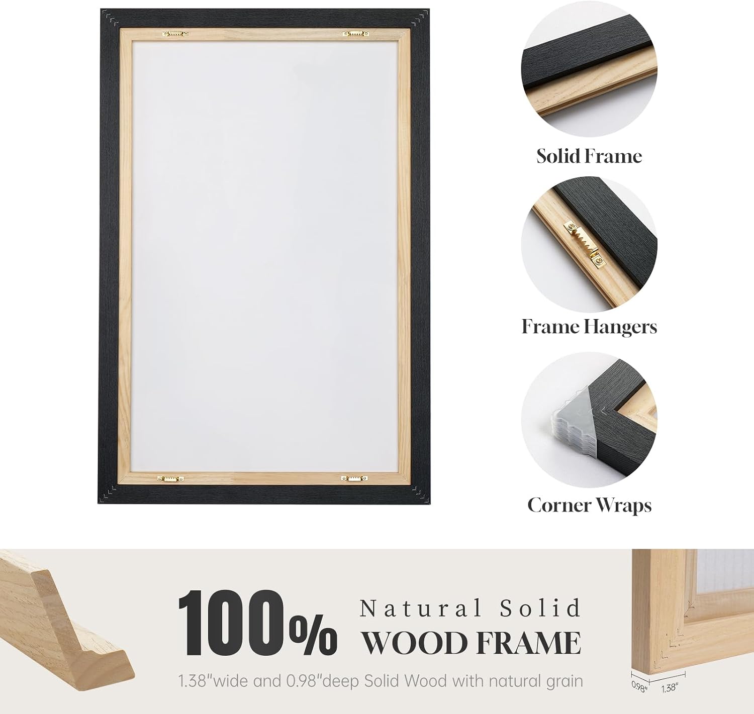 Large Framed Neutral Abstract Wall Art, 3 Piece Modern Canvas Prints Paintings Artwork for Walls, Minimalist Black Beige Pictures for Living Room Hallway Dining Room Bedroom Wall Decor -Total 30x60 In
