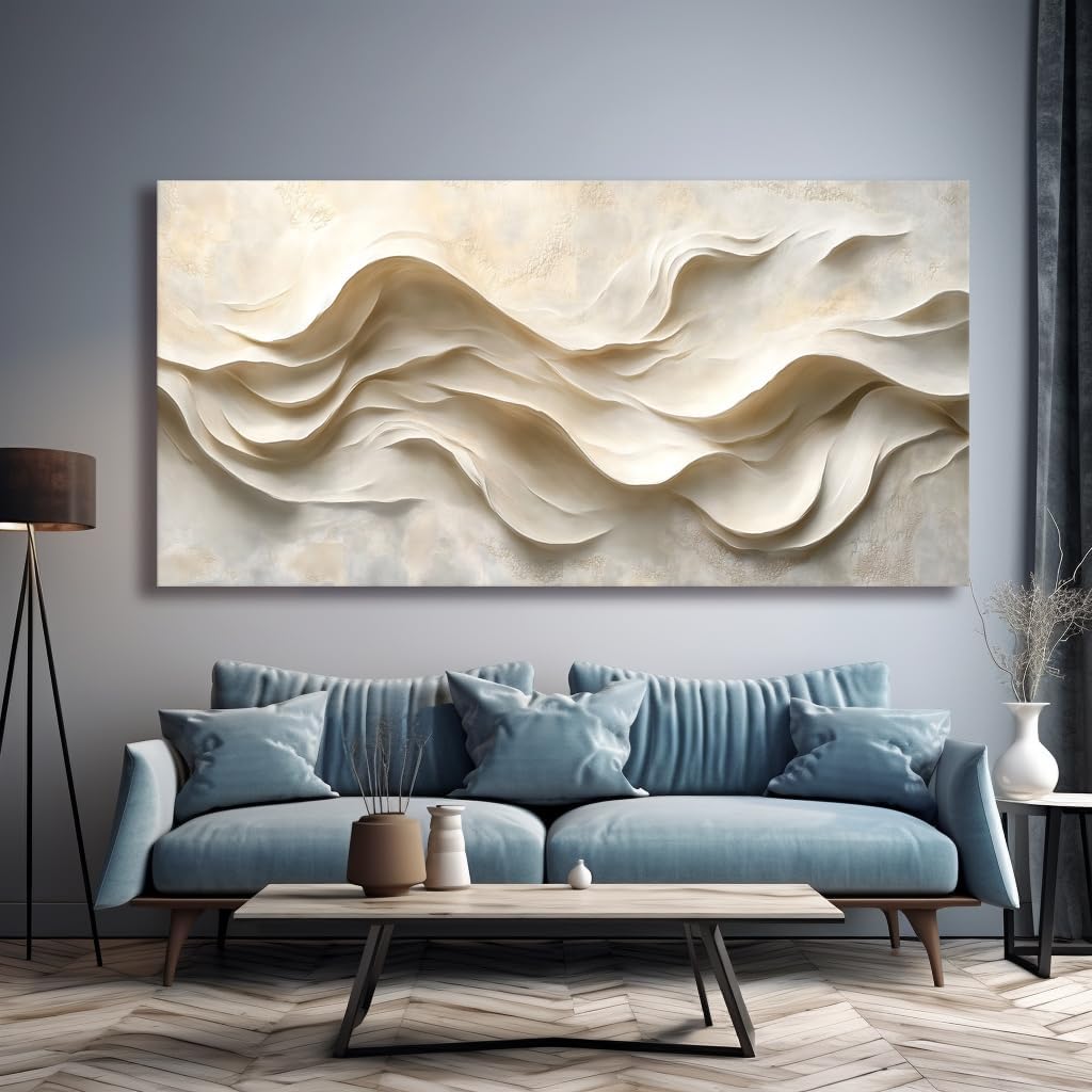 Beige Black and White Flowing Fabric Wall Art for Living Room Canvas Painting Prints Artwork Family Bedroom Office Decor