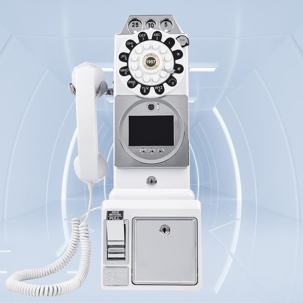 Audio Guestbook Telephone with Classic Retro Craftsmanship,For Graduation Retirement Party Birthdays Baby Shower Special Occasions,White