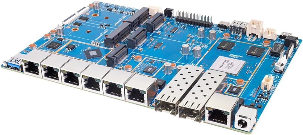 Banana Pi BPI-R4 Pro 8X/4E WiFi 7 Wireless Dual-Band WiFi Router Board OpenWRT, MediaTek MT7988A30K DMIPS SoC - 2X 10GbE SFP&RJ45, 4X 2.5GbE LAN for NAS Smart Home Gateway (Bundle1, 4E)