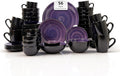 Stoneware Sonoma 56pc Dinnerware Set, Black + Speckled Spin Wash Purple