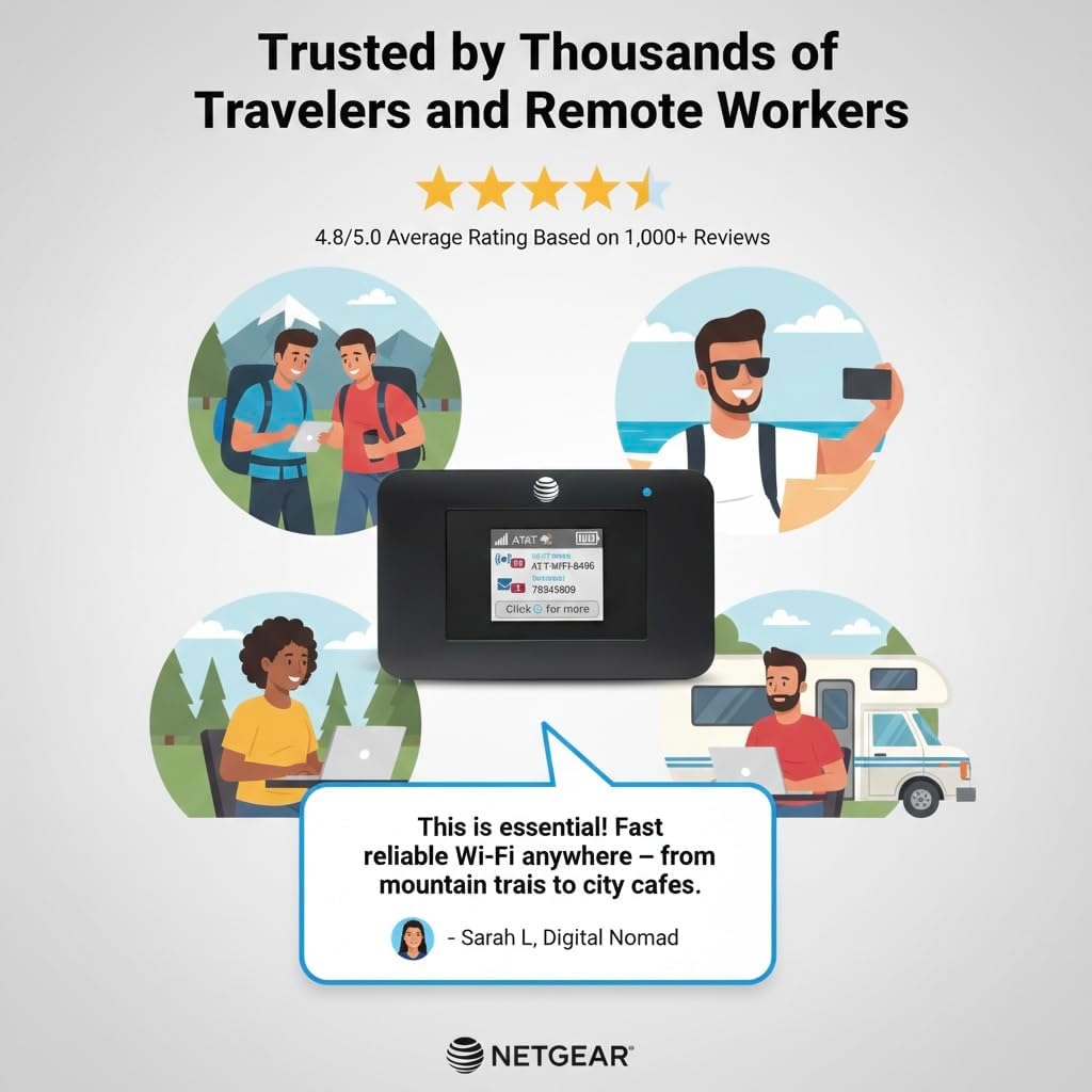 AT&T Unite Express 4G LTE Mobile Hotspot, AC797-100NAS, AirCard 797 Wi-Fi 5 Cellular Wireless Router, LTE Cat-13 Internet Speeds up to 400 Mbps, Perfect for Travel & Work