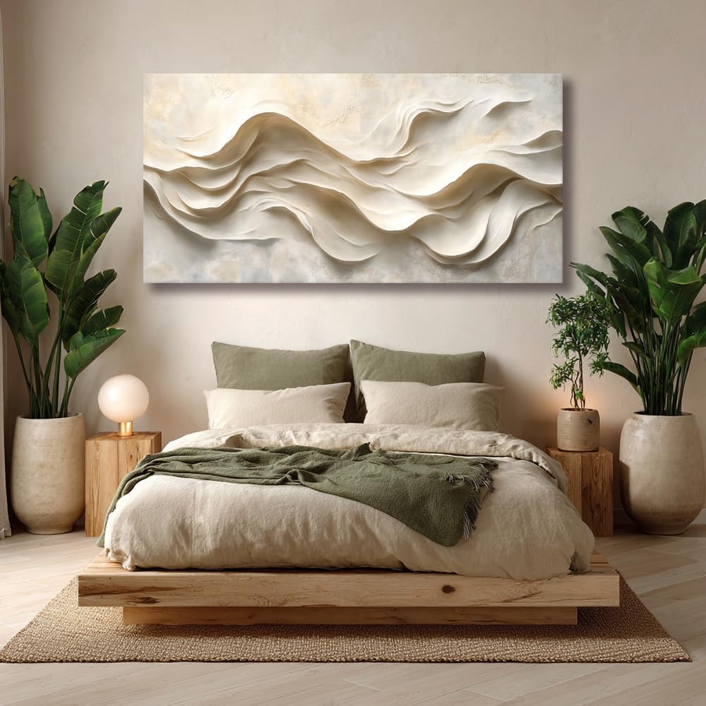 Beige Black and White Flowing Fabric Wall Art for Living Room Canvas Painting Prints Artwork Family Bedroom Office Decor