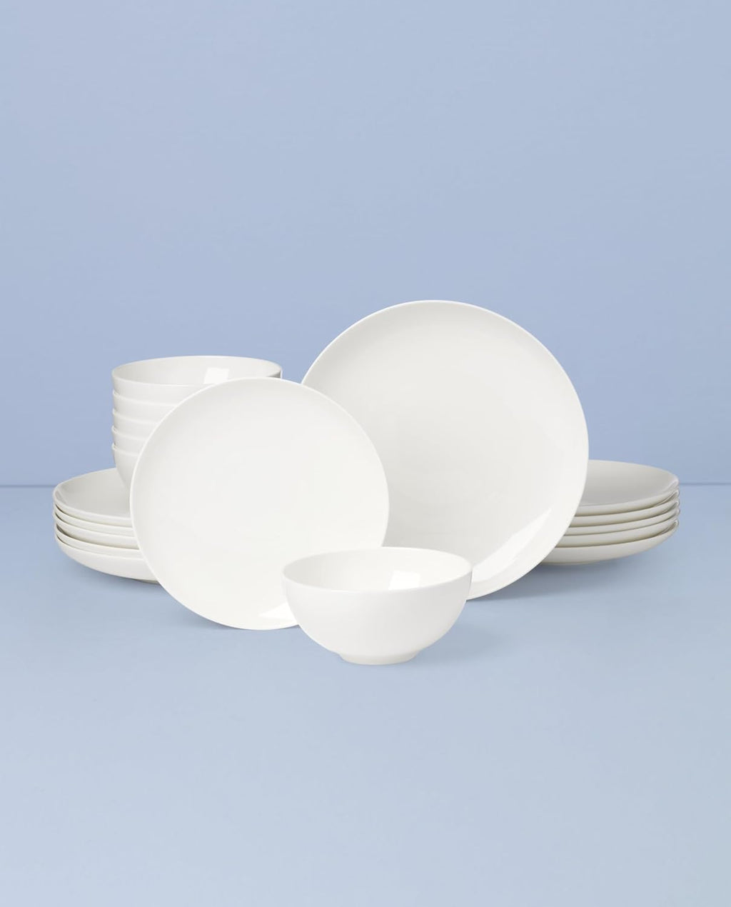 Lenox Dinnerware Sets, Studio 1414 Coupe 18-Piece Dinnerware Set, Service For 6, Bone China Material, Dishwasher Safe, Microwave Safe, Bowls, Plates And Bowls, Dinner Dishes, Plates (White, 18 Piece)