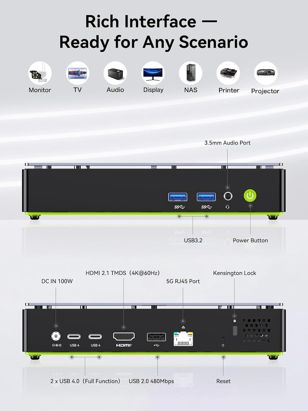 GMKtec K13 Mini PC Intel Ultra 7 256V (Turbo 4.8GHz) SK Hynix LPDDR5 8533 MT/s PCIe 4.0 SSD Intel ARC 140V Desktop Mini Computer 5GbE LAN NIC/ 2X M.2 Expansion Slots/ USB4/ HDMI