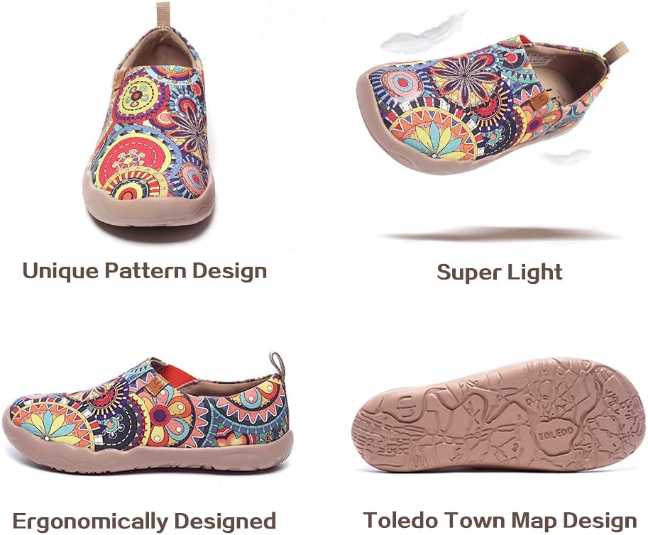 UIN Women's Slip On Shoes Colorful Comfortable Lightweight Art Travel Sneakers Casual Floral Stylish Everyday Loafers
