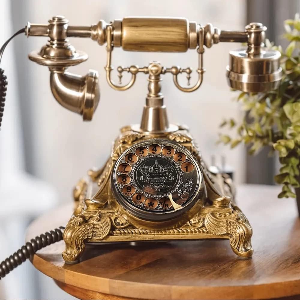 Wedding Audio Guest Book Telephone, Classic Retro Craftsmanship Wedding Guestbook for Confessional Wedding Birthday Party (Gold Color)