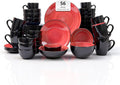 Stoneware Sonoma 56pc Dinnerware Set, Black + Speckled Spin Wash Red