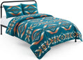 Pendleton Twin Quilt Set – 100% Cotton 2 Piece Quilt Set with Sham, Soft Lightweight Bedding for Twin Size Bed for Dorms, Teal Multi Patterned Comforter Alternative, Twin Bedding Set (Summerland)