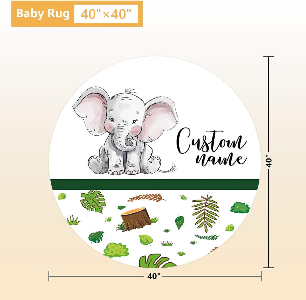 Terwex Personalized Baby Crib Set, 5 Pcs Baby Boy Crib Bedding Set, Custom Name Green Elephant Baby Crib Bedding Set Neutral, Double Layer Flannel Nursery Bedding Set, Infant Toddler Customized Gift