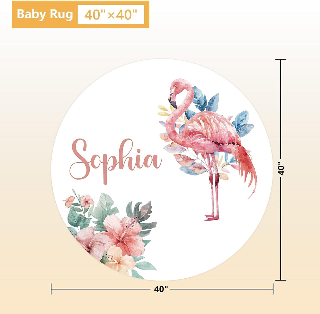 Terwex Personalized Baby Crib Bedding Set, 5 Pcs Custom Name Nursery Bedding Set, Flamingo Baby Bedding Set for Girls Boys, Double Layer Flannel Baby Crib Set, Toddlers Kids Infants Customized Gifts
